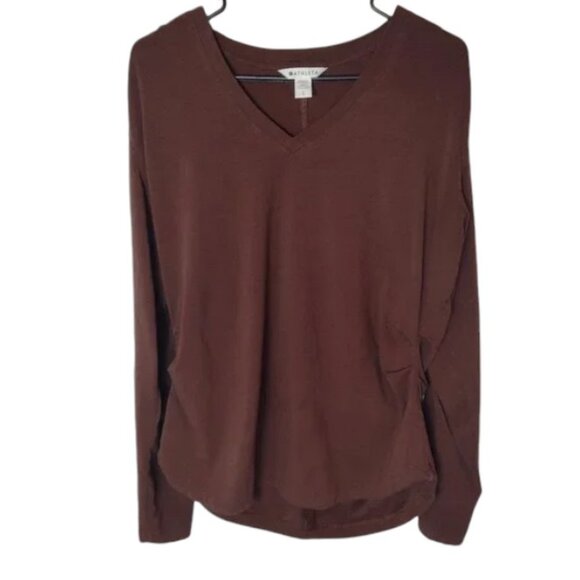 Athleta Outbound Top Women's Long Sleeve Active Fashion Shirt Brown Size Large - Picture 3 of 9